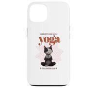 Cute Cat Yoga Spiritual Meditation Zen Balance Namaste Om Coque pour iPhone 13