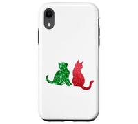 Cute Cats Christmas Red Green Sparkle Holidays Coque pour iPhone XR