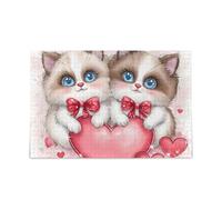 Cute Cats Love Valentine Puzzle Challenging Puzzle Game Challenge Puzzles for Adult 1000 Pieces