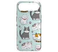 Cute Cats with Claws Lazy Cat Pet Pattern in Teal Coque pour iPhone Air