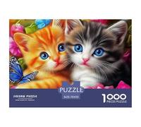 Cute Chat 1000 Pièces Puzzle pour Adultes Jeux Éduchatifs Divertissement Apaisant Entraîner La Mémoire du Cerveau pour Décorations Familiales 70x50cm/1000pcs