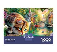 Cute Chat Coffret Puzzle 1000 Pièces Papier Écologique Forest Chat pour Seniors Passionnés, Puzzle Anti-Stress, Loisir De Voyage, Cadeau De Noël Populaire pour Seniors s 38x26cm/1000pcs