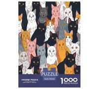 Cute Chat DE Carton Puzzle 1000 Pièces Educa Jouet en Bois Divertissement Créatif De l'art De La Décoration Jeu Éduchatif Challenge Toy Adultes & Enfants des 14 Ans 70x50cm/1000pcs