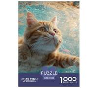 Cute Chat Puzzle 1000 Pièces Animaux - Puzzle Cozy Soir D’Hiver, Carton Premium, Challenge en Duo, Poster pour Déco, 70x50cm/1000pcs