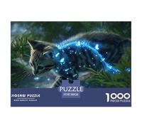 Cute Chat Puzzle 1000 Pièces Animaux - Puzzle Cozy Soir D’Hiver, Carton Premium, Challenge en Duo, Poster pour Déco, 38x26cm/1000pcs