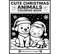 Cute Christmas Animals Coloring Book: A black monochrome coloring book featuring 42 charming designs for still and slow moments