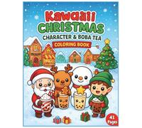 Cute Christmas Boba Tea Coloring Book: 41 Holiday Themed Bubble Tea Coloring Pages For Teens And Adults
