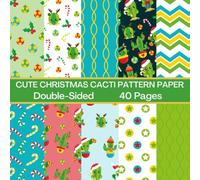 Cute Christmas Cacti Scrapbook Paper 40 Pages 20 Sheets: Double Sided Pattern Paper for Scrapbooking, Card Making, Origami, DIY and More