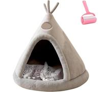 Cute Christmas Cat Cave Bed,Cozy Warm Triangle Pet Tent with Removable Cushion,Washable Non-Slip Pet Bed,All Season Use Indoor Soft Plush Pets House (Grey, XL:65 * 65 * 65cm/25.59 * 25.59 * 25.59in)
