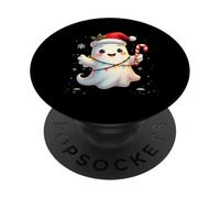 Cute Christmas Ghost Kawaii Santa Candy Cane Funny Xmas PopSockets PopGrip Adhésif