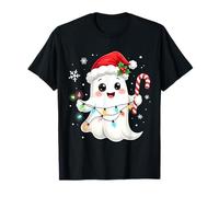 Cute Christmas Ghost Kawaii Santa Candy Cane Funny Xmas T-Shirt