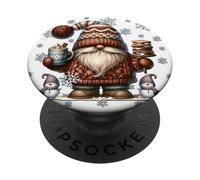 Cute Christmas GNOME Cute Snowflake Patterns White Winter PopSockets PopGrip Adhésif