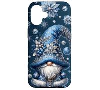 Cute Christmas GNOME in Winter Dress for Xmas Blue Snowflake Coque pour iPhone 16