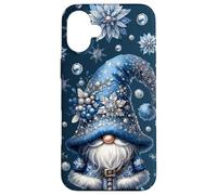 Cute Christmas GNOME in Winter Dress for Xmas Blue Snowflake Coque pour iPhone 16 Plus