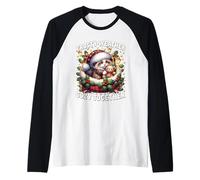 Cute Christmas Kitten in Cozy Cat Bed for Sweater Weather Manche Raglan