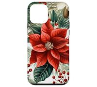 Cute Christmas Poinsettia Red Flower White Floral Winter Coque pour iPhone 12 Mini