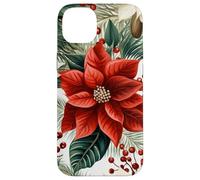 Cute Christmas Poinsettia Red Flower White Floral Winter Coque pour iPhone 14 Plus