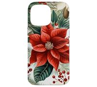Cute Christmas Poinsettia Red Flower White Floral Winter Coque pour iPhone 14 Pro Max