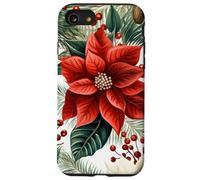 Cute Christmas Poinsettia Red Flower White Floral Winter Coque pour iPhone SE (2020) / 7/8