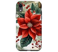 Cute Christmas Poinsettia Red Flower White Floral Winter Coque pour iPhone XR