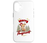 Cute Christmas Pregnancy Reindeer Merry & Pregnant Mom Dad Coque pour iPhone 16 Plus