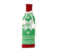 Cute Christmas Sweater Wine Bottle Cover Reusable Christmas Wine Bottle Handmade Knit Sequin Cloth Woven Champagne Wine Bags For Xmas Dinner Table Decorations Chaises D'événement Paquet (B, One Size)