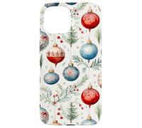 Cute Christmas Tree Balls Mistletoe Decor Floral Christmas Coque pour iPhone 15