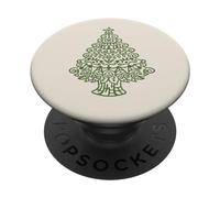 Cute Christmas Tree Mandala Aesthetic Winter Ornament Beige PopSockets PopGrip Adhésif