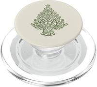 Cute Christmas Tree Mandala Aesthetic Winter Ornament Beige PopSockets PopGrip pour MagSafe