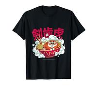 Cute Chubby Tiger Ramen Noodle Bowl Japanese Foodie Lover T-Shirt