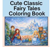 Cute Classic Fairy Tales Coloring Book: With Hygge Cozy Style Fairy Tale Illustrations Featuring Scenes from English, French and German Fairytales and Folklore to Color in.