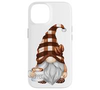 Cute Coffee GNOME in Buffalo Plaid for Café Lovers Caffeine Coque pour iPhone 14
