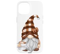 Cute Coffee GNOME in Buffalo Plaid for Café Lovers Caffeine Coque pour iPhone 15