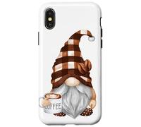 Cute Coffee GNOME in Buffalo Plaid for Café Lovers Caffeine Coque pour iPhone X/XS