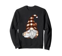 Cute Coffee GNOME in Buffalo Plaid for Café Lovers Caffeine Sweatshirt