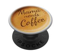 Cute Coffee Latte Art Gift for Mom Cafe Energy on Black PopSockets PopGrip Adhésif