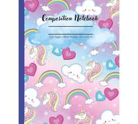 Cute Composition Notebook: Girlie Unicorn Design | 110 Pages | Wide Ruled | 7.5 x 9.25 in | Great for Teens & Adults | Journal & Notes