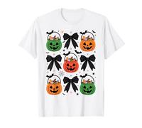 Cute Coquette Bow Pumpkin Season Halloween Autumn Fall Women T-Shirt