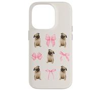 Cute Coquette Pug Pink Bows for Dog Lovers & Pug Owners Coque pour iPhone 14 Pro