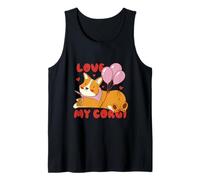 Cute Corgi Dog Lover Design with Balloons and Hearts Débardeur