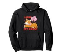 Cute Corgi Dog Lover Design with Balloons and Hearts Sweat à Capuche
