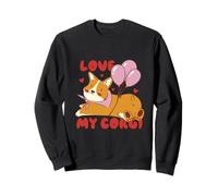 Cute Corgi Dog Lover Design with Balloons and Hearts Sweatshirt