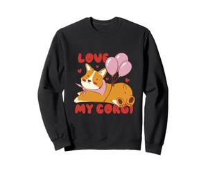 Cute Corgi Dog Lover Design with Balloons and Hearts Sweatshirt