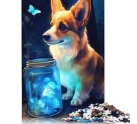 Cute Corgi Dog Luminous Puzzles 1000 Pieces Cadeau Unique Jeu Éducatif Challenge Toy À De Qualité Supérieure Peinture Art pour Adultes Et Enfants À Partir De 12 Ans 1000pcs (75x50cm)