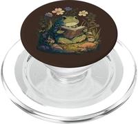 Cute Cottagecore Aesthetic Frog Book Reading Lover Librarian PopSockets PopGrip pour MagSafe