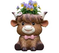 Cute Cow Planter, Mini Resin Flower Pot, 3.1x3x4in Small Plant Pots with Drainage Hole Design, Resin Holder, Decorative Animal Planter with Farmhouse Style, Flower Pot for Indoor Outdoor Use