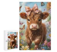 Cute Cow with Bow in Garden-1 Puzzle 1000 Pièces Educa Jouet en Bois Cadeau Unique Décoration Intérieure Jeu Éducatif Challenge Toy Adultes Et Enfants À Partir De 14 Ans 1000 PCS