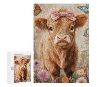 Cute Cow with Bow in Garden Puzzle 1000 Pièces Educa Jouet en Bois Cadeau Unique Décoration Intérieure Jeu Éducatif Challenge Toy Adultes Et Enfants À Partir De 14 Ans 300 PCS
