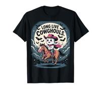Cute Cowghoul Riding Horse Spooky Halloween Night Scene T-Shirt