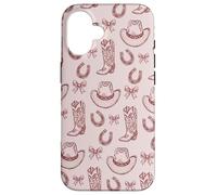 Cute Cowgirl Western Boots Hats Country Burgundy and Pink Coque pour iPhone 16